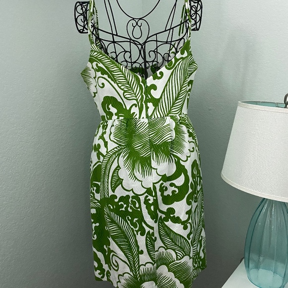 EUC Milly Green White Cotton Dress Sz 12 - Picture 5 of 13